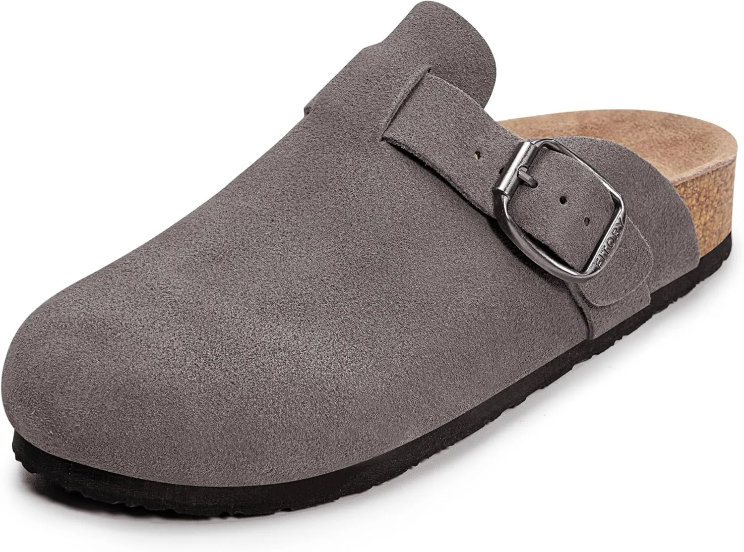 FITORY Womens Clogs Slip-on Potato Shoes Leather Mules with Suede Cork Footbed Size 6-11