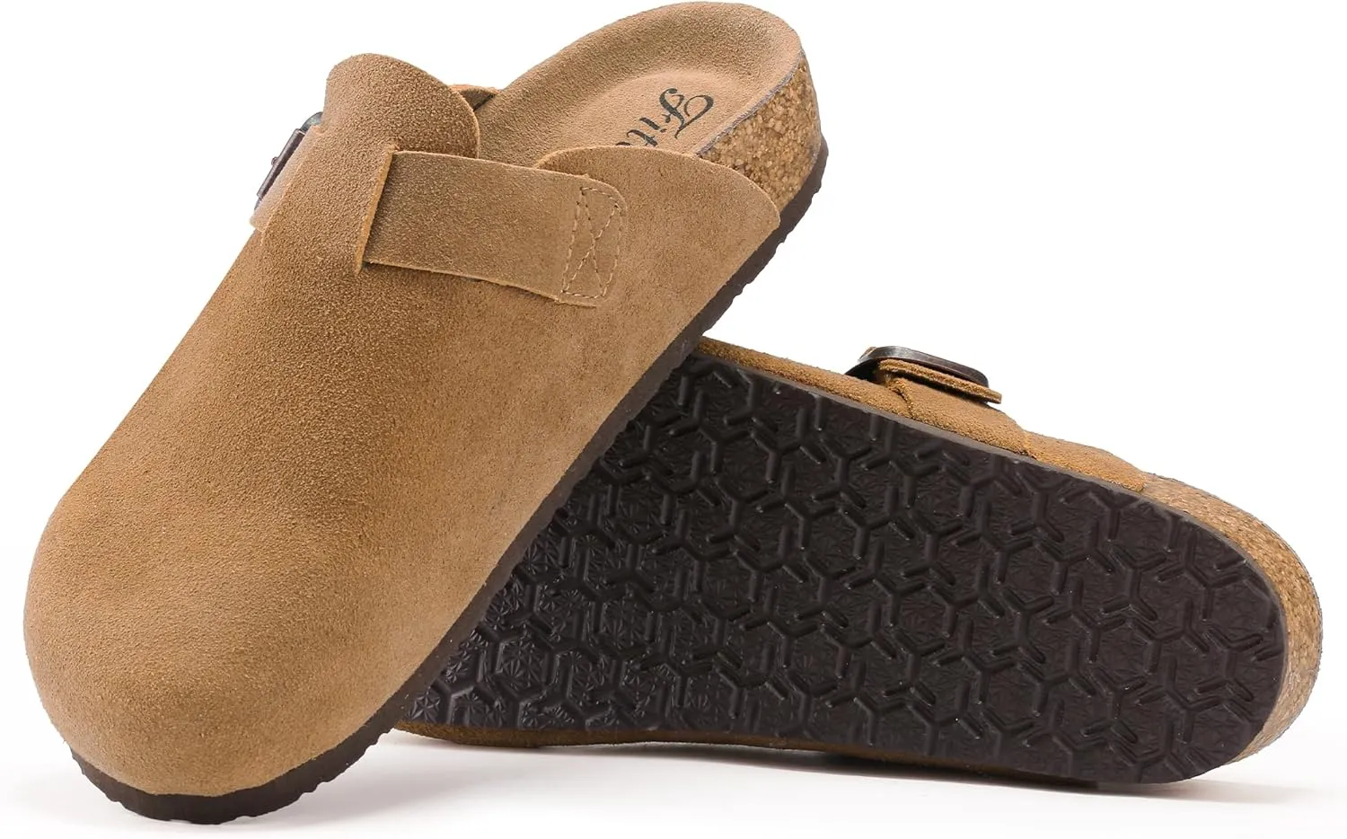 FITORY Womens Clogs Slip-on Potato Shoes Leather Mules with Suede Cork Footbed Size 6-11