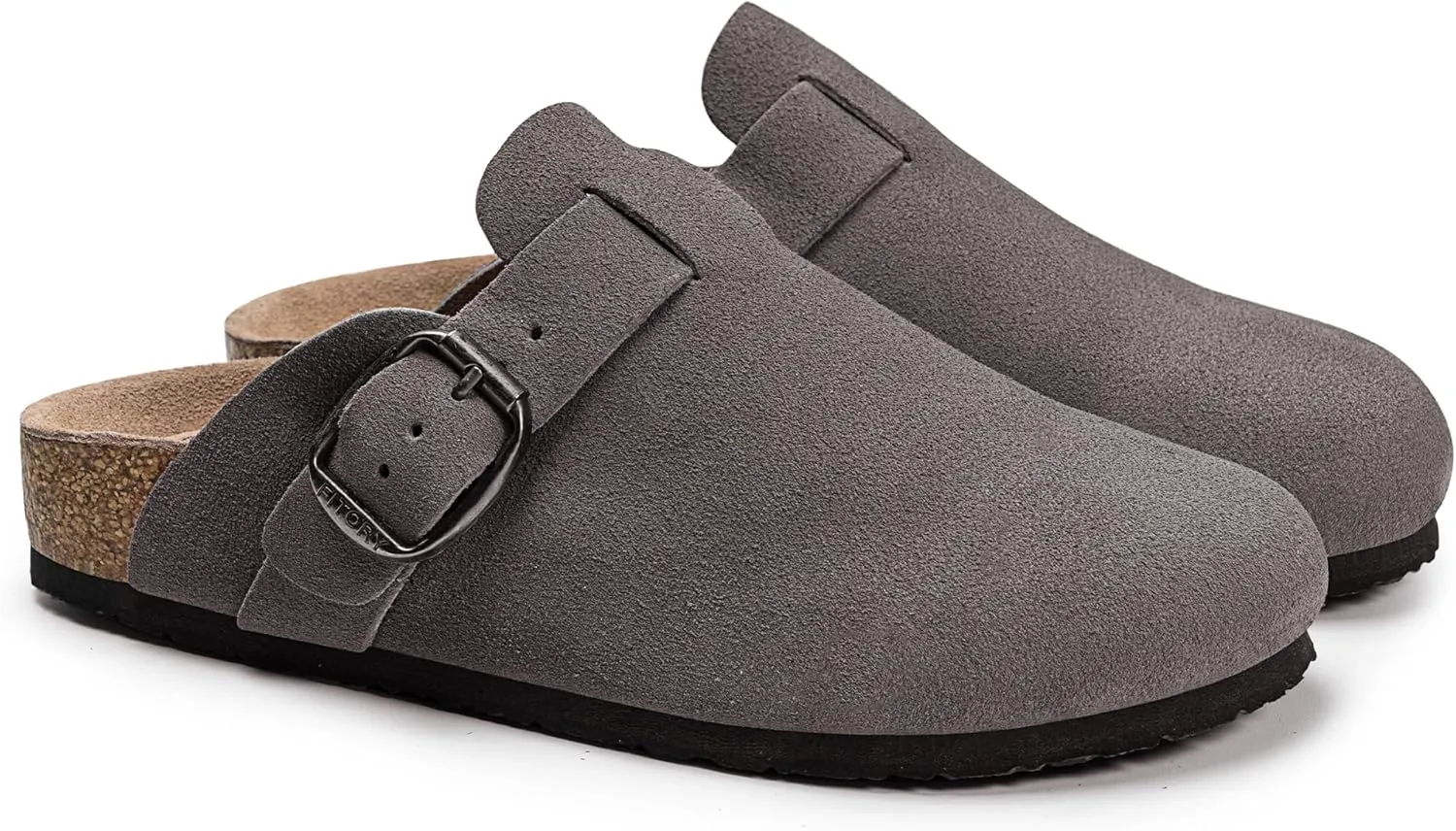 FITORY Womens Clogs Slip-on Potato Shoes Leather Mules with Suede Cork Footbed Size 6-11