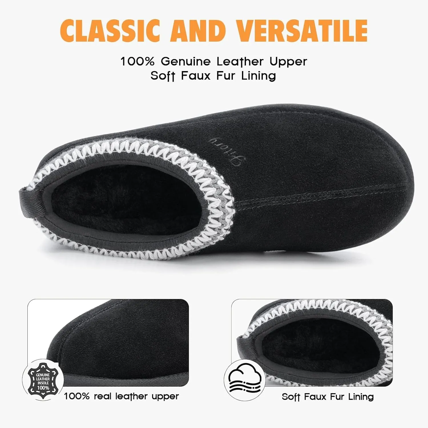 FITORY Women's Suede Slipper | Flat Short Mini Boots with Fur Fleece | Winter Casual Comfort Shoes