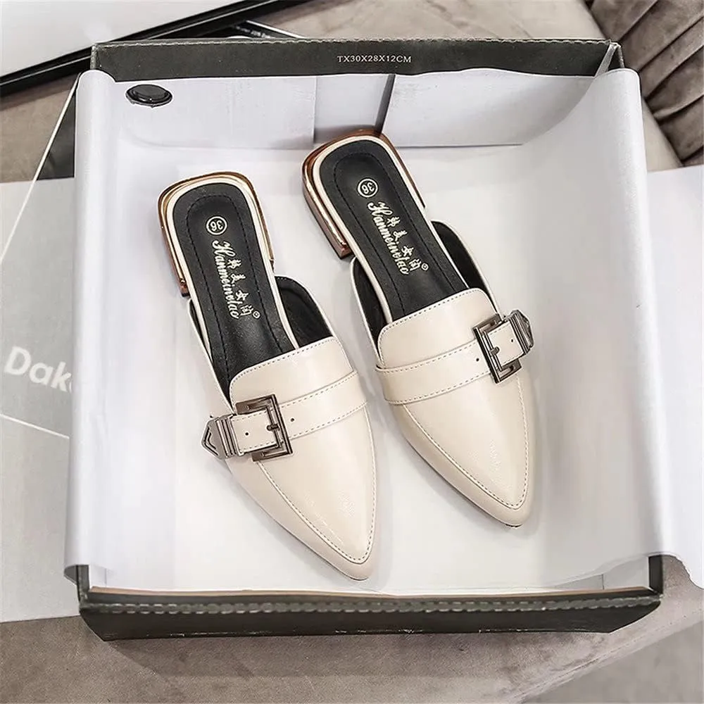 Flat Mules for Women Slip On Mules and Slides Closed Toe Backless Loafers Slippers Womens Mule Shoes Comforable Mule Heels Sandals