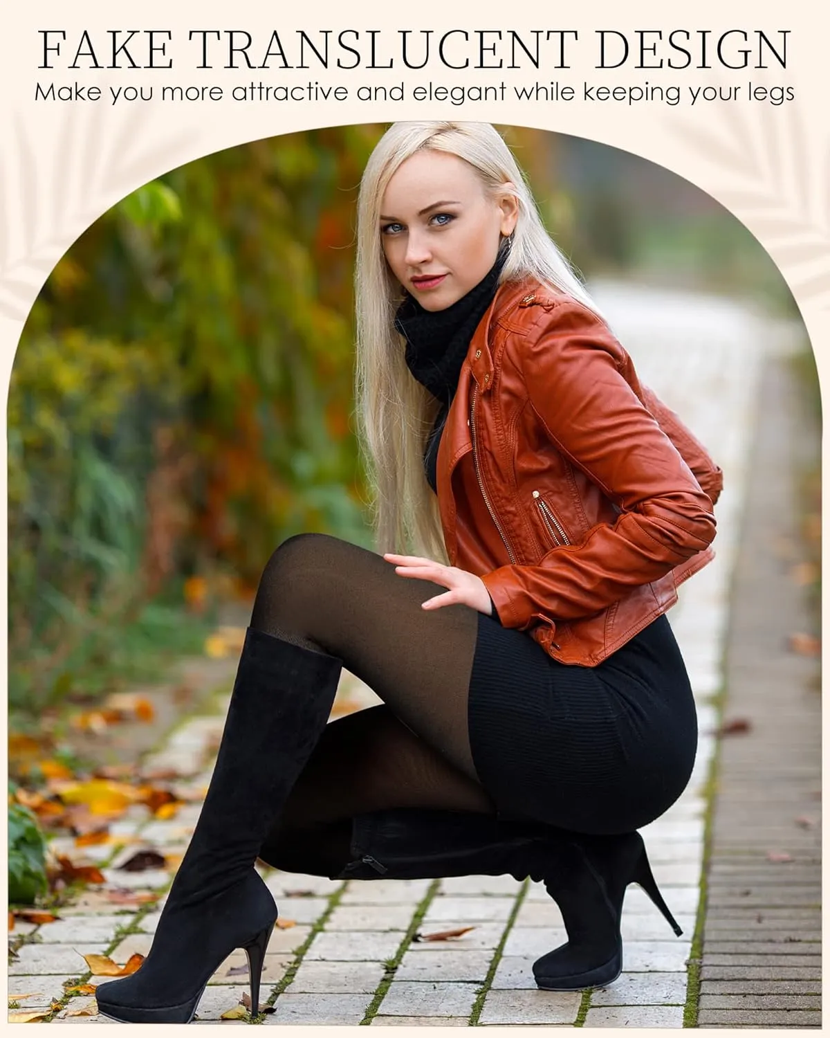 Foaincore 4 Pairs Fleece Lined Tights Women Fleece Lined Leggings Translucent Winter Sheer Tights Warm Pantyhose for Women