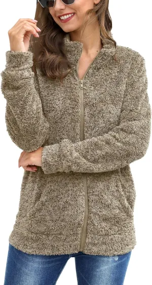 For G and PL Women's Long Sleeve Full Zip Soft Warm Fleece Jacket