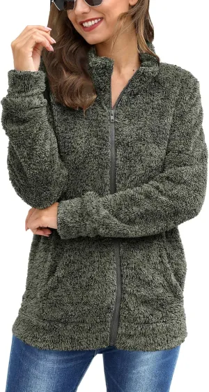 For G and PL Women's Long Sleeve Full Zip Soft Warm Fleece Jacket