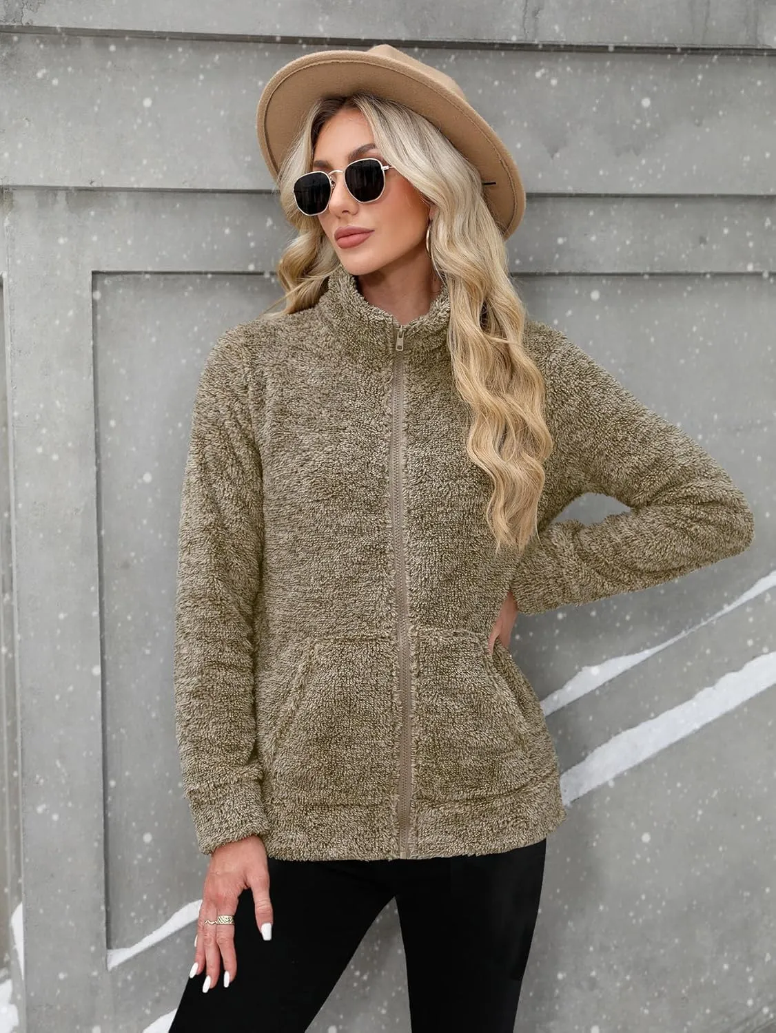 For G and PL Women's Long Sleeve Full Zip Soft Warm Fleece Jacket