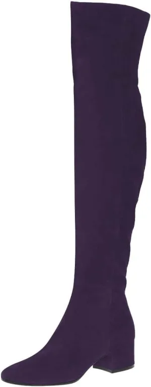 FOWT Women Round Toe Stretchy Over The Knee Boots Block Low Heel Thigh High Boot Side Zipper Comfy Winter Outdoor Warm Dress Shoes Size 4-16 US