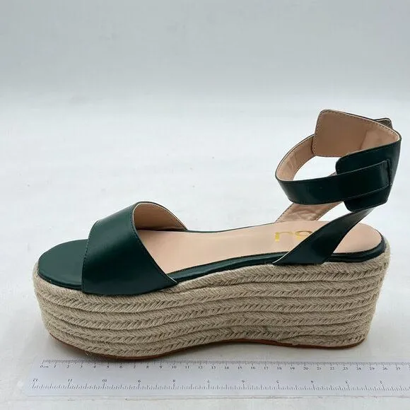 FSJ Dark Green Open Toe Platform Wedge High Heel Espadrilles Sandals Beach Shoes