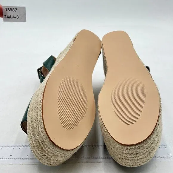 FSJ Dark Green Open Toe Platform Wedge High Heel Espadrilles Sandals Beach Shoes