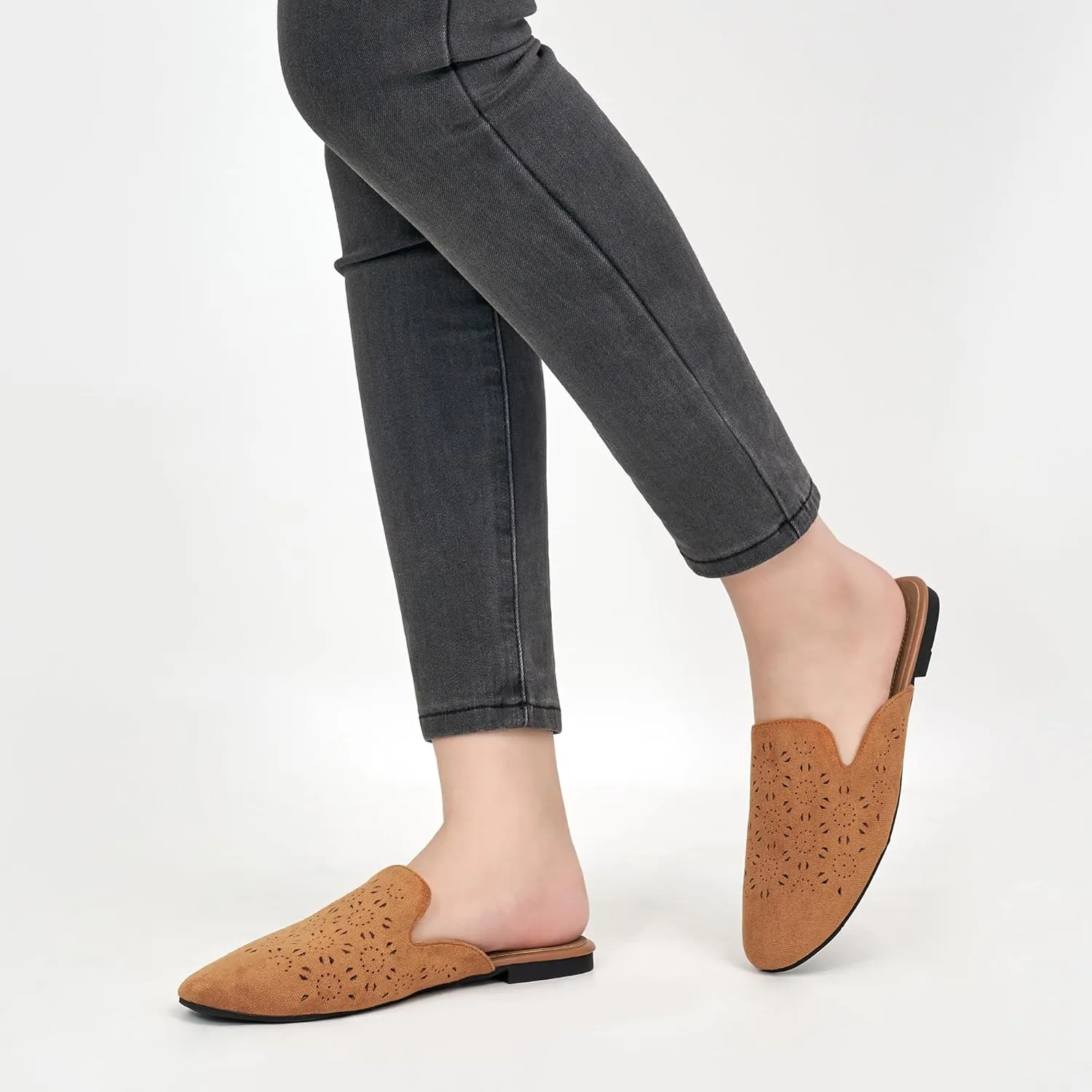 FUDYNMALC Womens Mules Flats Shoes: Casual Closed Toe Suede Backless Loafers Comfortable Dressy Slip-on Slides Footwear