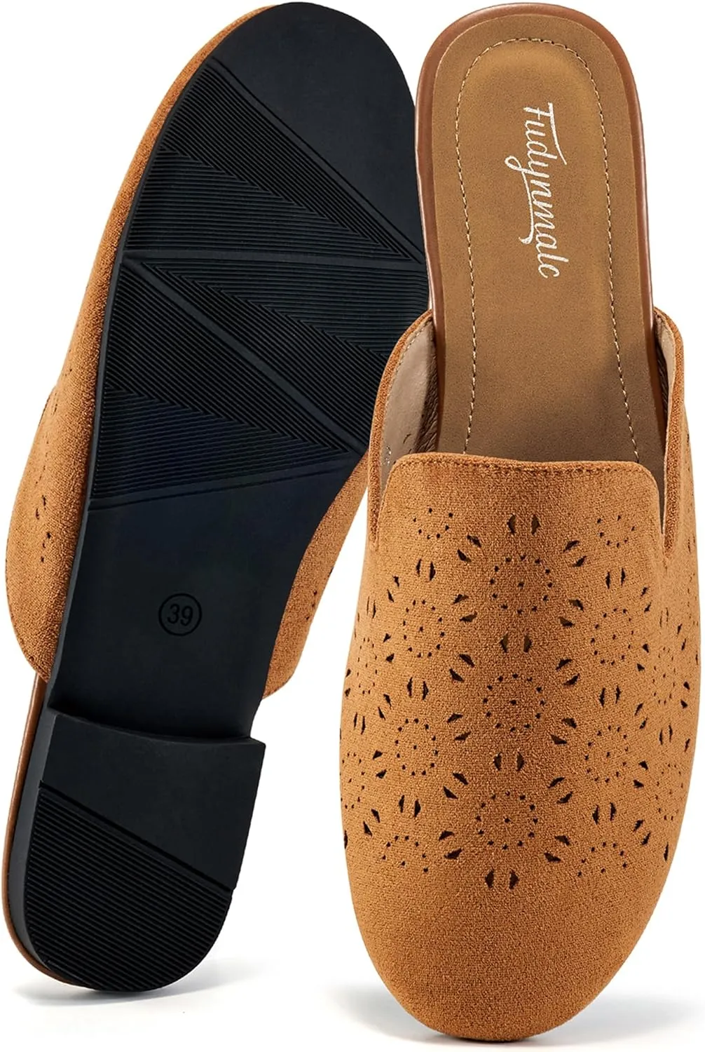 FUDYNMALC Womens Mules Flats Shoes: Casual Closed Toe Suede Backless Loafers Comfortable Dressy Slip-on Slides Footwear