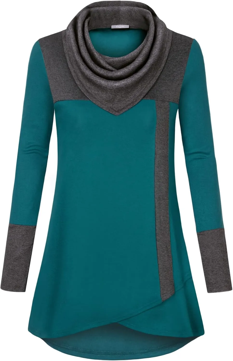 Furnex Women's Long Sleeve Cowl Neck Tunic Top Casual Pullover Sweatshirt