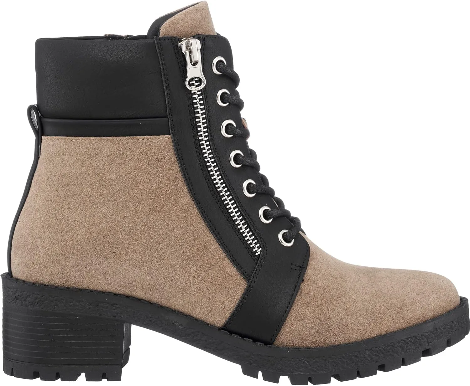 GC Shoes Womens Combat Boots, Warm Lace Up Wide Calf Boots, Vegan Chunky Low Heel Winter Fashion Ankle Booties, Joan