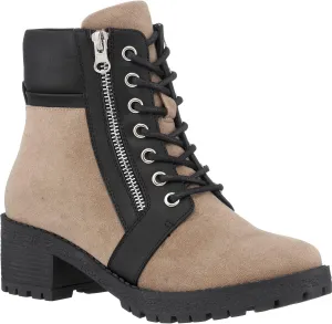 GC Shoes Womens Combat Boots, Warm Lace Up Wide Calf Boots, Vegan Chunky Low Heel Winter Fashion Ankle Booties, Joan