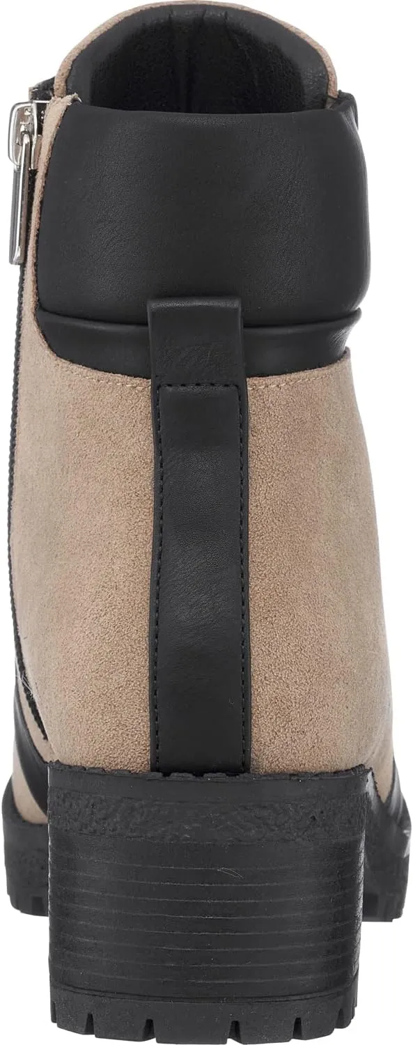GC Shoes Womens Combat Boots, Warm Lace Up Wide Calf Boots, Vegan Chunky Low Heel Winter Fashion Ankle Booties, Joan