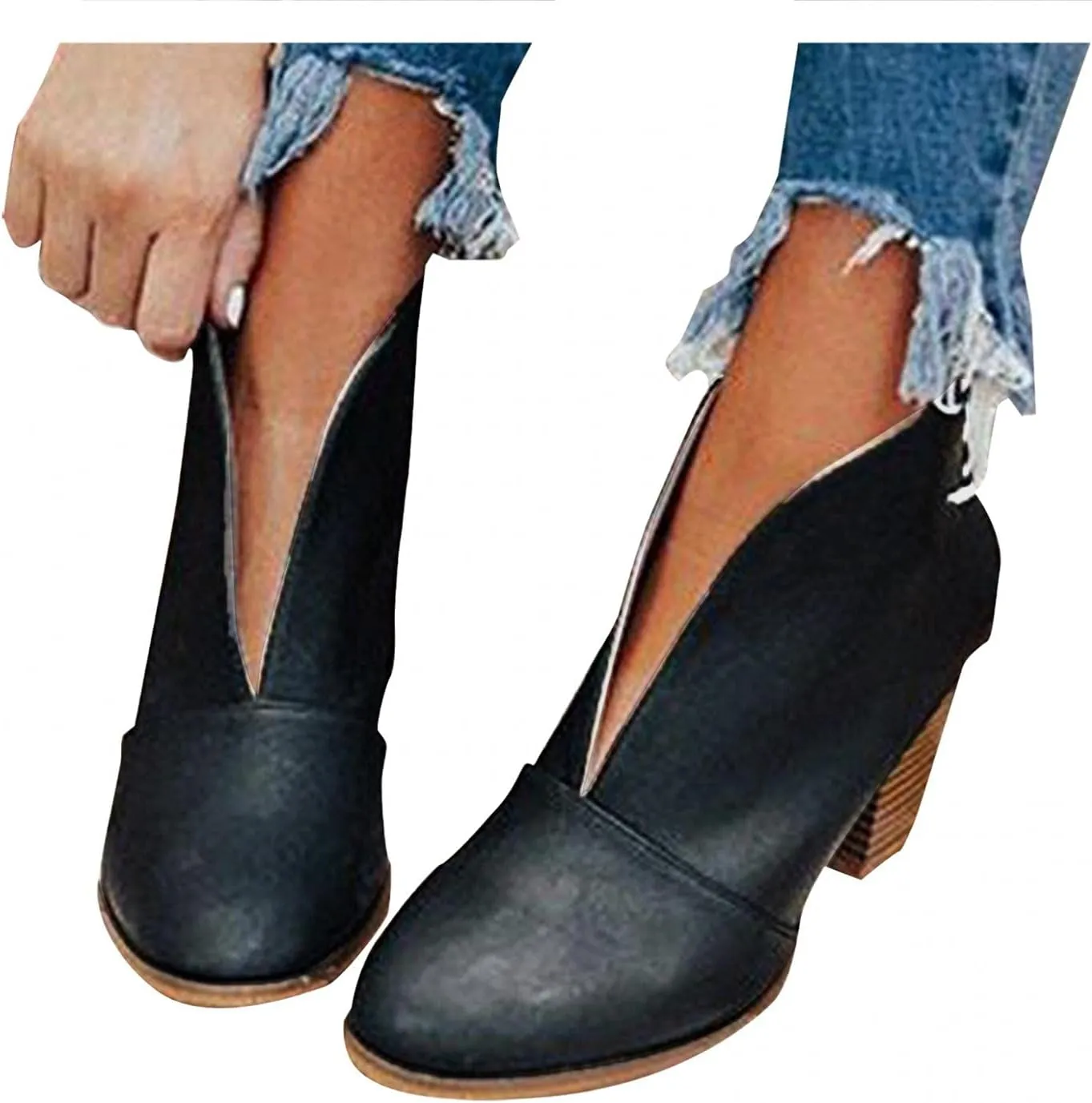 Gibobby Women's Orange Wedge Heel Ankle Boots Size 10-12, Casual Dressy Fashion Cowboy Style, Waterproof, Suede, Rhinestones, Sunflower Boots