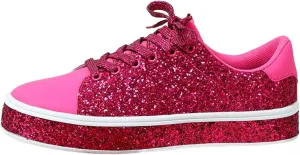 Glitter Sneakers for Women Women Glitter Sneakers Fashion Shiny Sparkle Sneakers Comfortable Lace Up Walking Shoes Cute