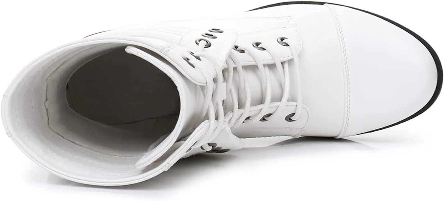 GLOBALWIN Women's Fashion Low Heels Lace Up Ankle Boots
