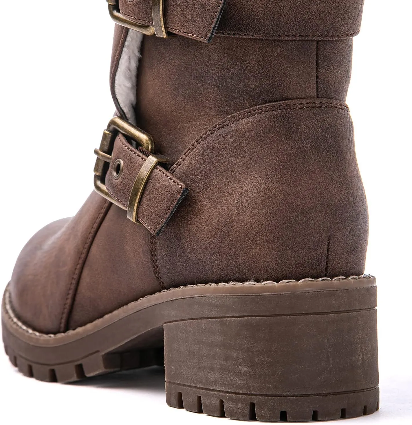GLOBALWIN Women's Fur Booties Fashion Combat Ankle Boots For Women