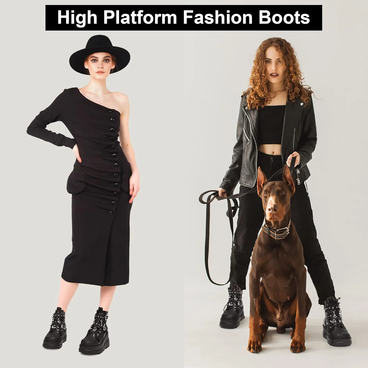 Gothniero Platform Goth Ankle Boots for Womem Black Holographic Combat Chunky Heel Boots with Side Zip Lace Up Wedge Booties US5.5-11