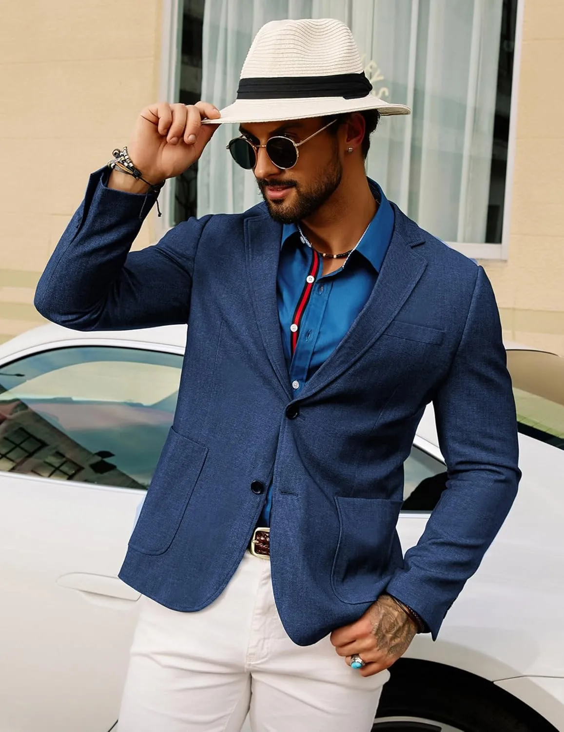 GRACE KARIN Men's Casual Blazer Suit Jackets 2 Button Lightweight Sport Coats