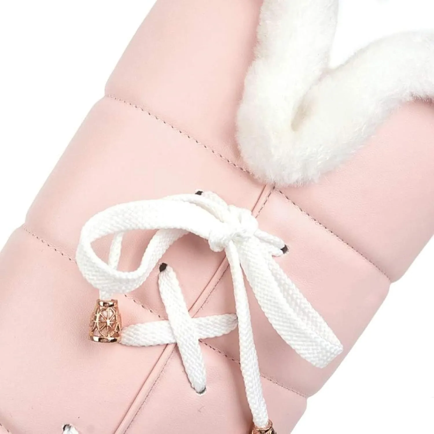 GUNIYIFS Winter Snow Boots for Women Waterproof Knee High Boots Women Wide Calf Platform Lace Up Fur Lined Warm Pink Boots