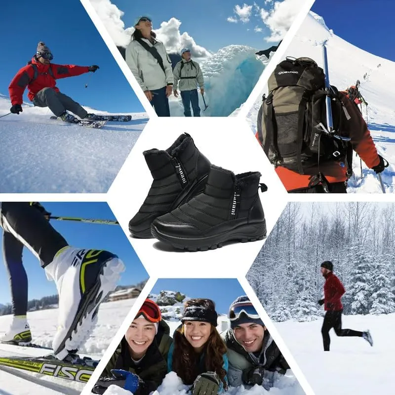 Hanani Mens Winter Snow Boots Fur Lined Warm Ankle Boots Zipper Closure Waterproof Outdoor Boots Men's Lightweight Comfortable Shoes