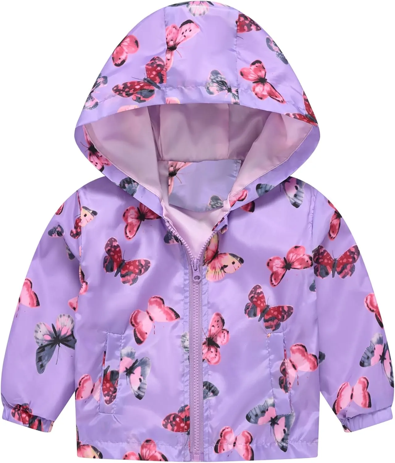 Happy Cherry Toddler Baby Casual Cartoon Prints Windbreaker Hoodie Coat Lightweight Casual Jacket 1-5T