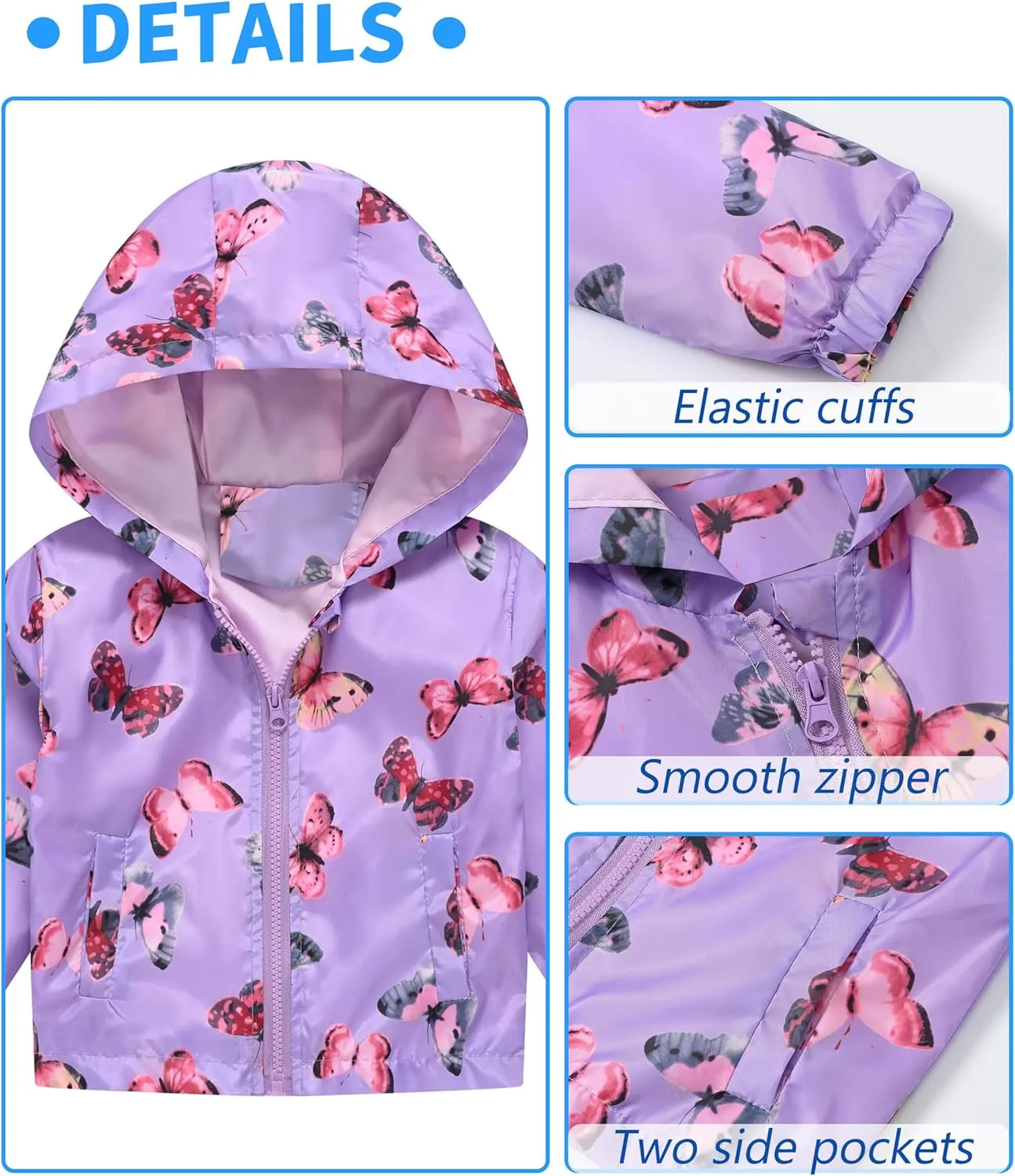 Happy Cherry Toddler Baby Casual Cartoon Prints Windbreaker Hoodie Coat Lightweight Casual Jacket 1-5T