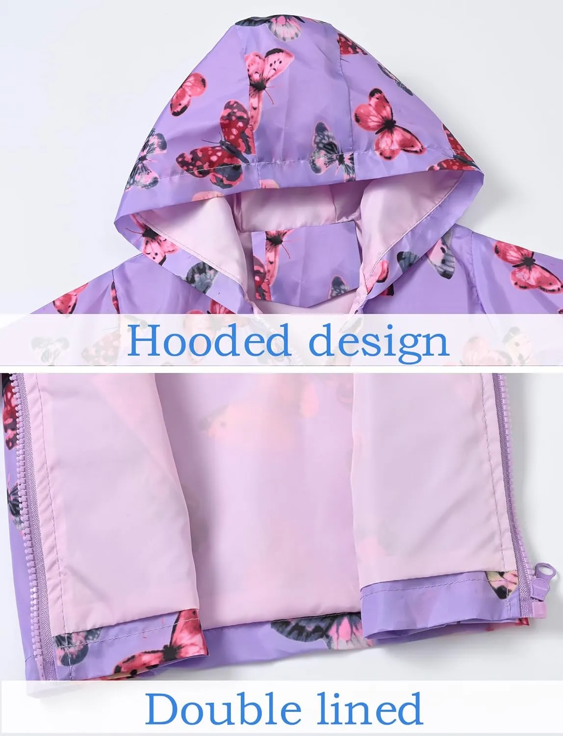 Happy Cherry Toddler Baby Casual Cartoon Prints Windbreaker Hoodie Coat Lightweight Casual Jacket 1-5T