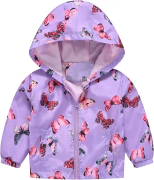 Happy Cherry Toddler Baby Casual Cartoon Prints Windbreaker Hoodie Coat Lightweight Casual Jacket 1-5T