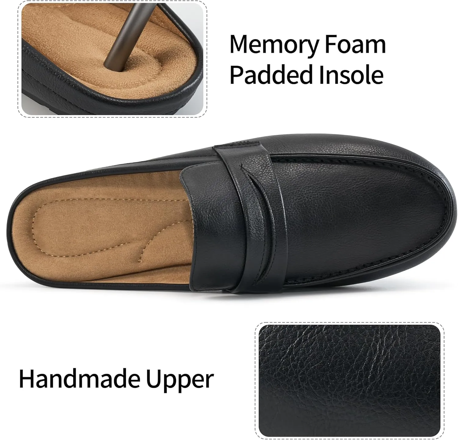 HARENCE Mules for Women Flats Shoes: Comfortable Dressy Round Toe Backless Mule Slides Casual Walking Slip On Work Loafers