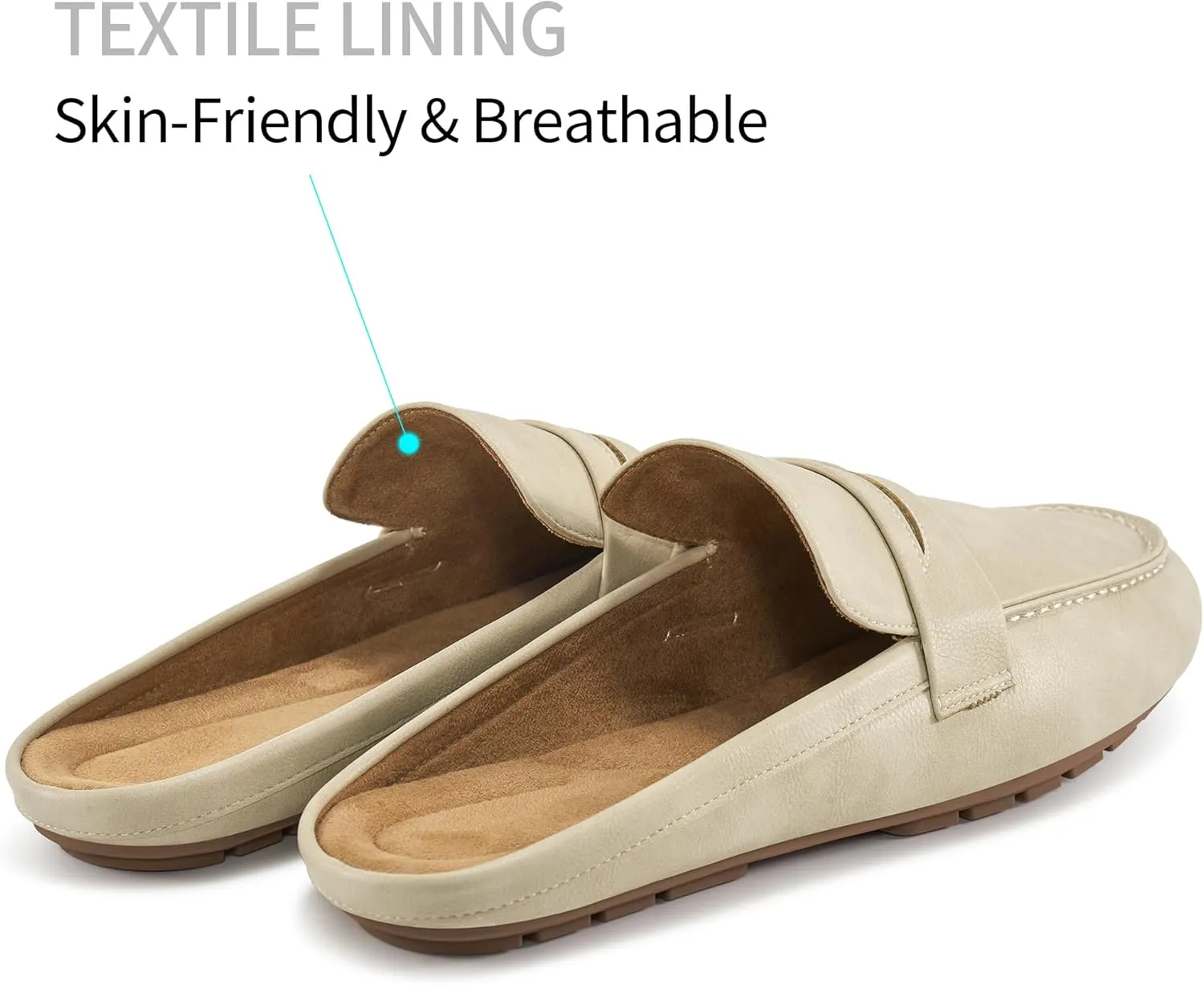 HARENCE Mules for Women Flats Shoes: Comfortable Dressy Round Toe Backless Mule Slides Casual Walking Slip On Work Loafers