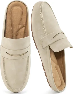 HARENCE Mules for Women Flats Shoes: Comfortable Dressy Round Toe Backless Mule Slides Casual Walking Slip On Work Loafers