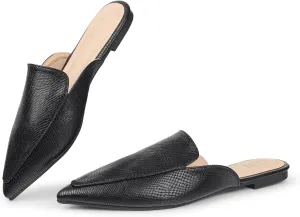 Hawkwell Women's Backless Slip on Slides Comfortable Loafer Shoes Flats Pointed Toe Mules