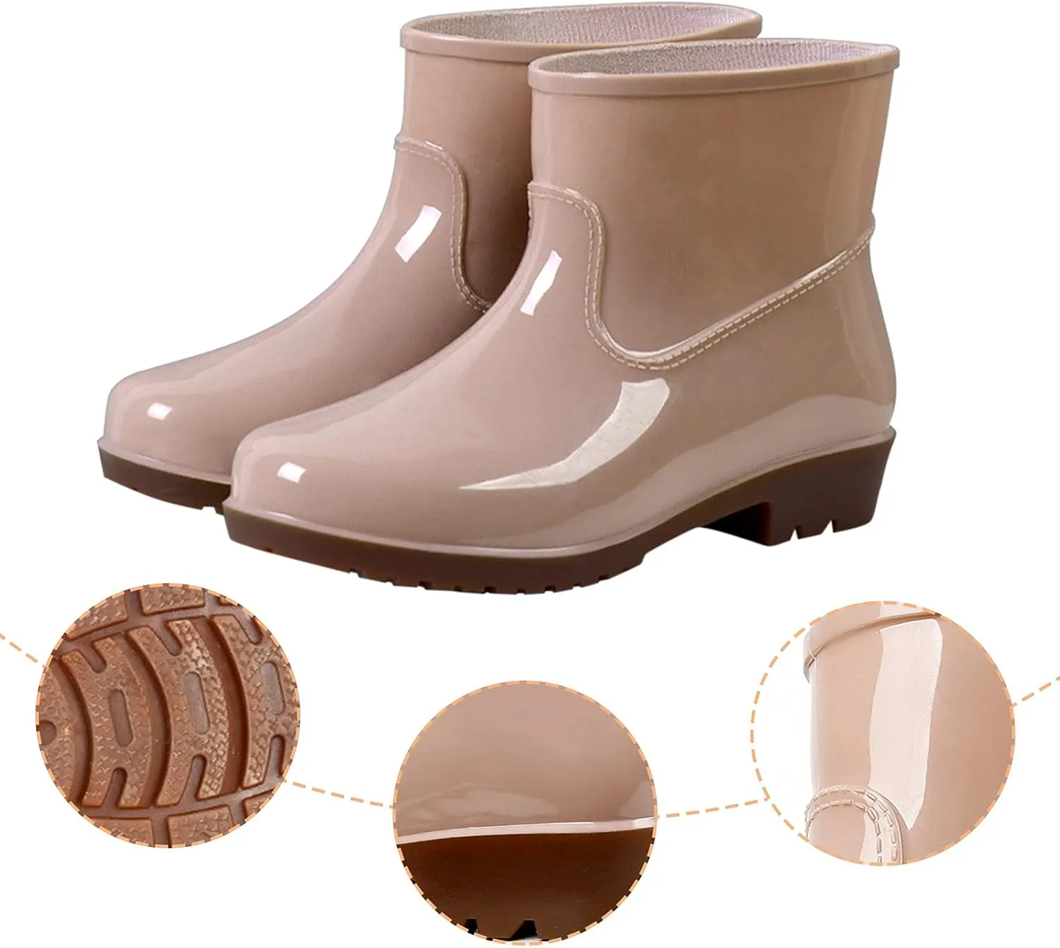 Hbeylia Women's Short Rain Boots Rubber Waterproof Garden Shoes Anti-Slipping Rainboots Ankle Booties Rain Footwear Outdoor Work Shoes For Yard Gardening Muck Mud Working Camping Lawn Care