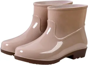Hbeylia Women's Short Rain Boots Rubber Waterproof Garden Shoes Anti-Slipping Rainboots Ankle Booties Rain Footwear Outdoor Work Shoes For Yard Gardening Muck Mud Working Camping Lawn Care