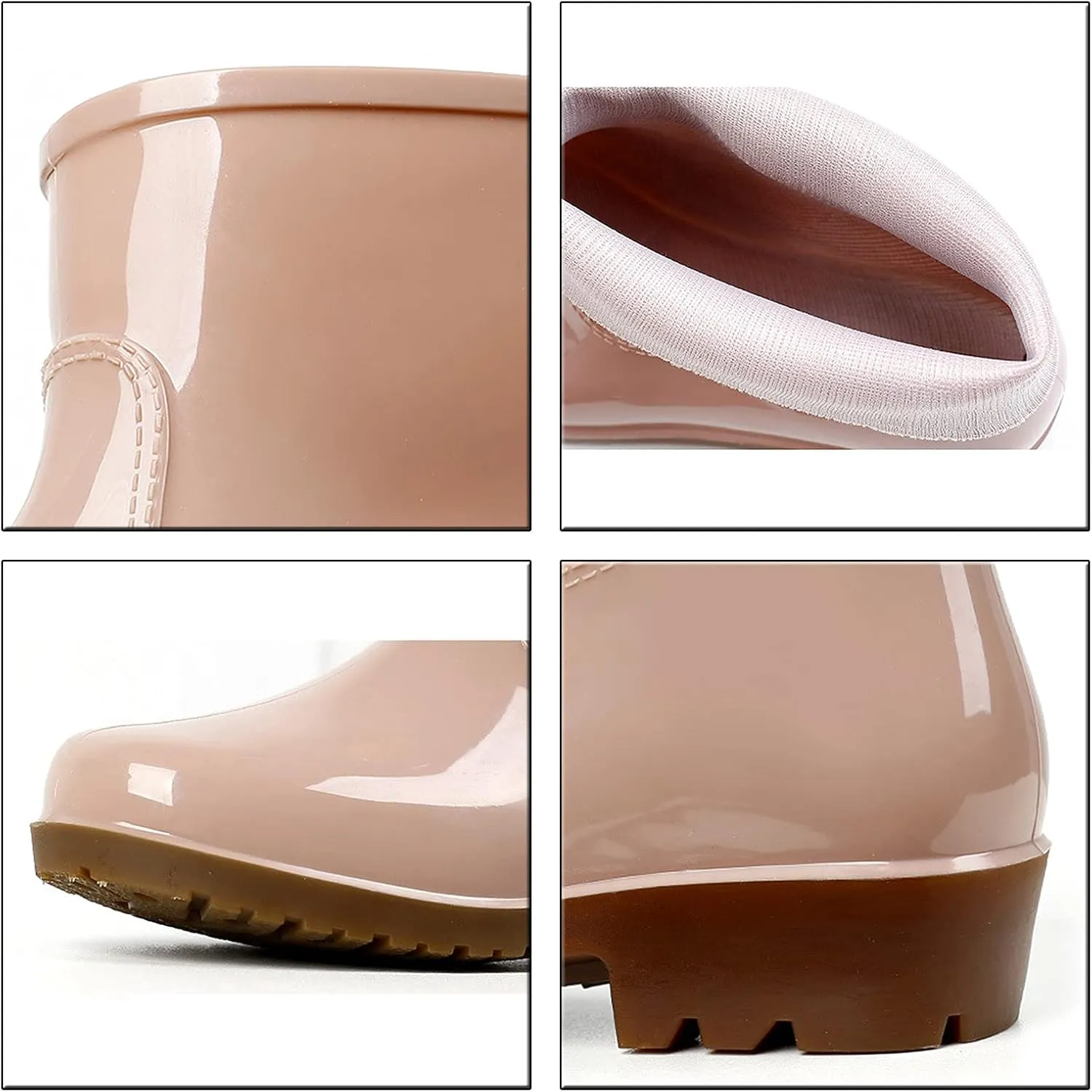 Hbeylia Women's Short Rain Boots Rubber Waterproof Garden Shoes Anti-Slipping Rainboots Ankle Booties Rain Footwear Outdoor Work Shoes For Yard Gardening Muck Mud Working Camping Lawn Care