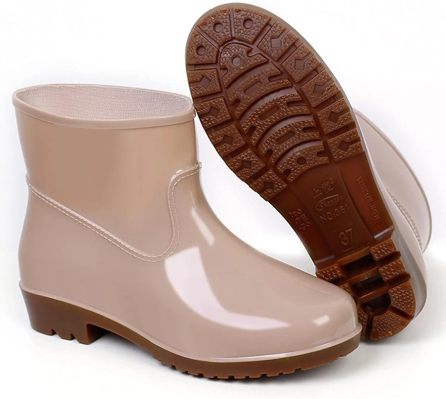 Hbeylia Women's Short Rain Boots Rubber Waterproof Garden Shoes Anti-Slipping Rainboots Ankle Booties Rain Footwear Outdoor Work Shoes For Yard Gardening Muck Mud Working Camping Lawn Care