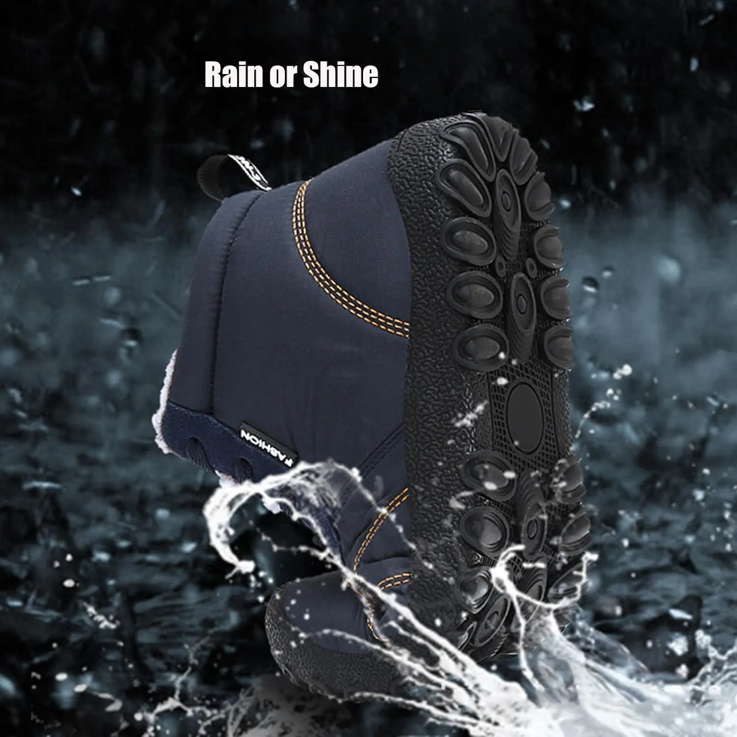 Helenbra Men's Winter Snow Boots,Hand Stitching Lace Up Outdoor Anti-Slip Waterproof Fur Lined Warm Sneakers Lightweight Flat Walking Shoe Casual Ankle Boots