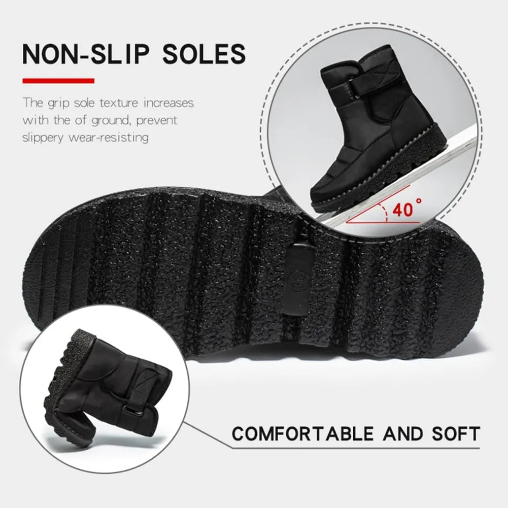 HiGropcore Womens Mens Winter Snow Boots Fully Fur Lined Slip On Ankle Booties Waterproof Thickening Fuzzy Snow Shoes