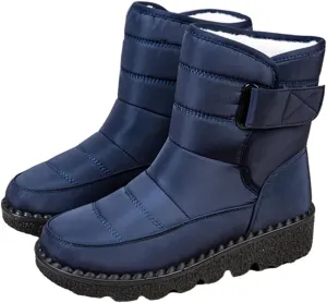 HiGropcore Womens Mens Winter Snow Boots Fully Fur Lined Slip On Ankle Booties Waterproof Thickening Fuzzy Snow Shoes