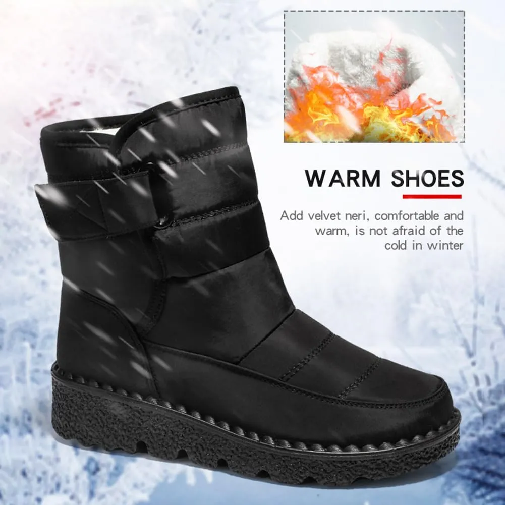 HiGropcore Womens Mens Winter Snow Boots Fully Fur Lined Slip On Ankle Booties Waterproof Thickening Fuzzy Snow Shoes