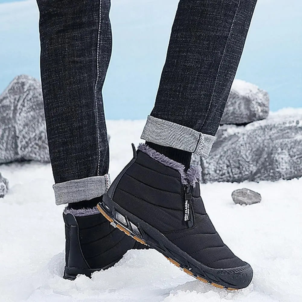 HiGropcore Womens Mens Winter Snow Boots Fully Fur Lined Slip On Ankle Booties Waterproof Thickening Fuzzy Snow Shoes