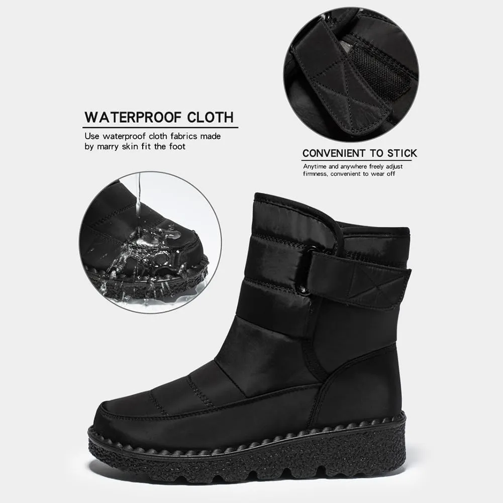 HiGropcore Womens Mens Winter Snow Boots Fully Fur Lined Slip On Ankle Booties Waterproof Thickening Fuzzy Snow Shoes