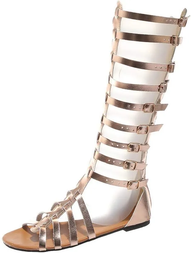 HINDOLA Gladiator Sandals for Women Summer Casual Clip Toe Sandal Ankle Strappy Roman Flat Sandals Lace Up Open-Toe Thong Sandals
