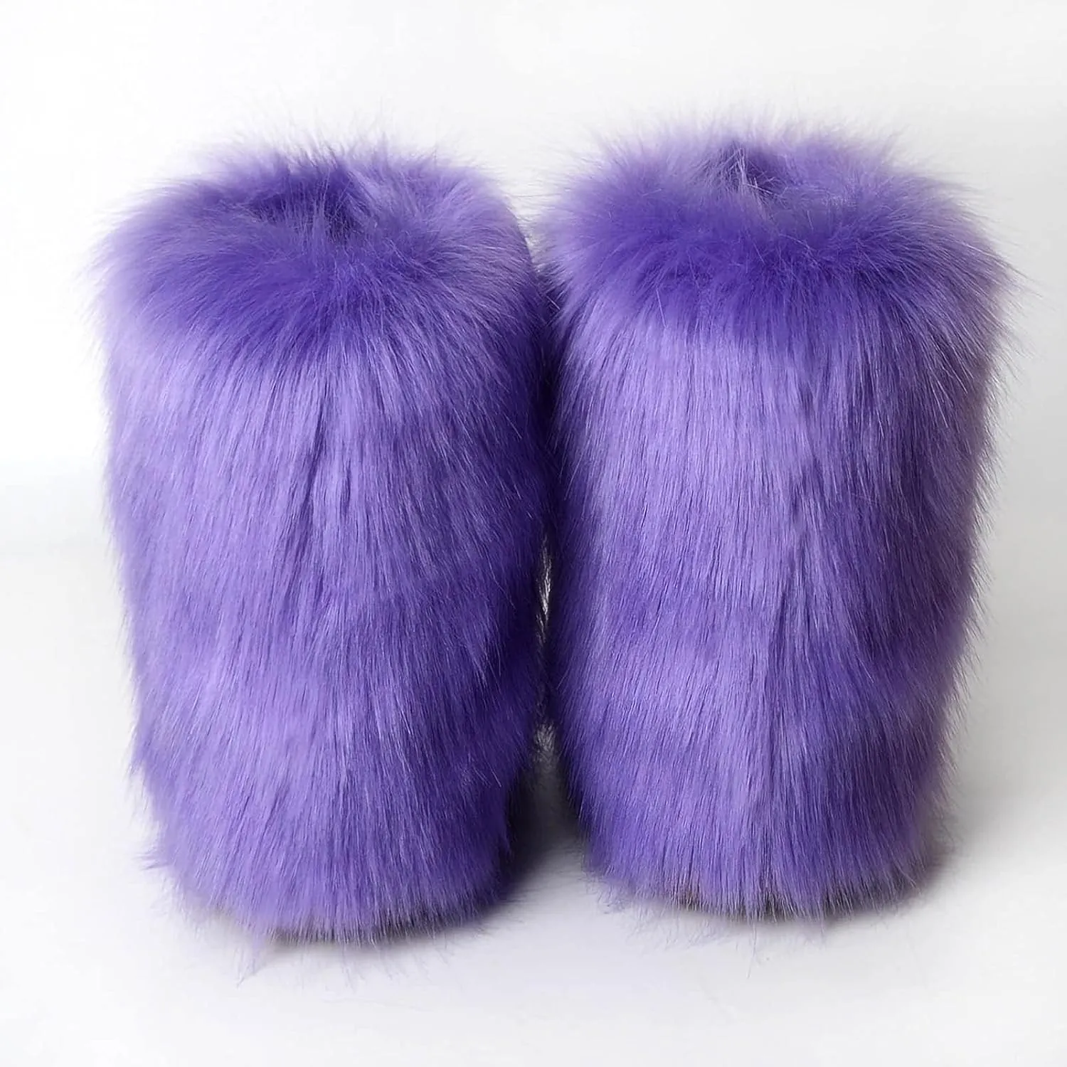 HINDOLA Womens Faux Fur Boots Winter Comfy Plush Warm Snow Boots Fuzzy Fluffy Furry Round Toe Suede Boots Comfortable Winter Ankle Booties Anti Slip Outdoor Indoor Flat Shoes