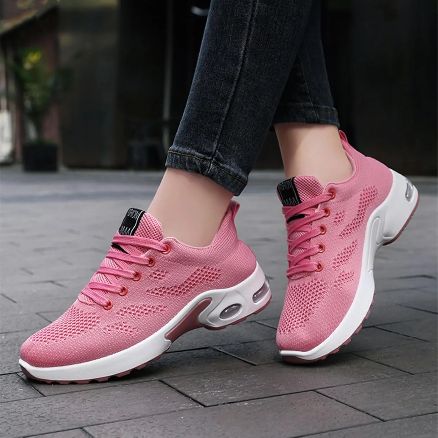 HINDOLA Womens Sneakers Air Cushion Running Shoes Lightweight Tennis Walking Shoes Mesh Breathable Sneakers Athletic Non Slip Shoes