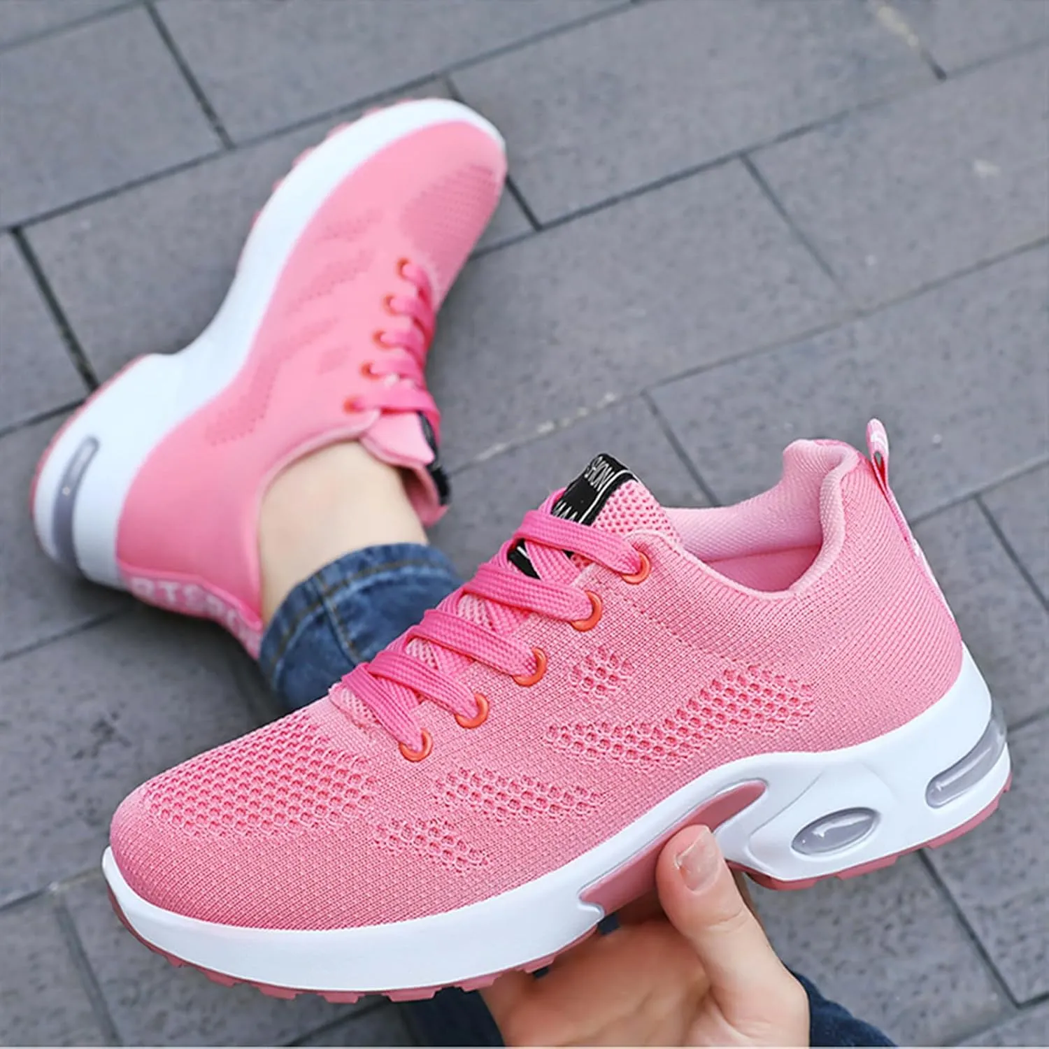 HINDOLA Womens Sneakers Air Cushion Running Shoes Lightweight Tennis Walking Shoes Mesh Breathable Sneakers Athletic Non Slip Shoes