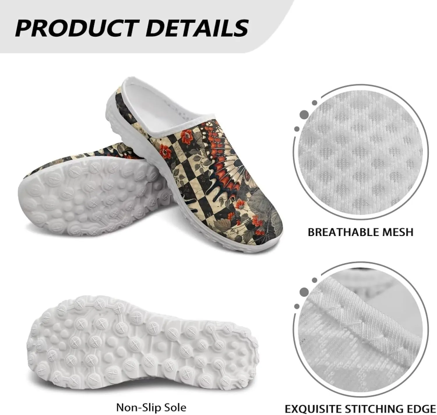 Howilath Womens Garden Shoes Clogs Soft Mules Non-Slip Garden Work Shoes with Arch Support EVA Flat Sandals for Casual