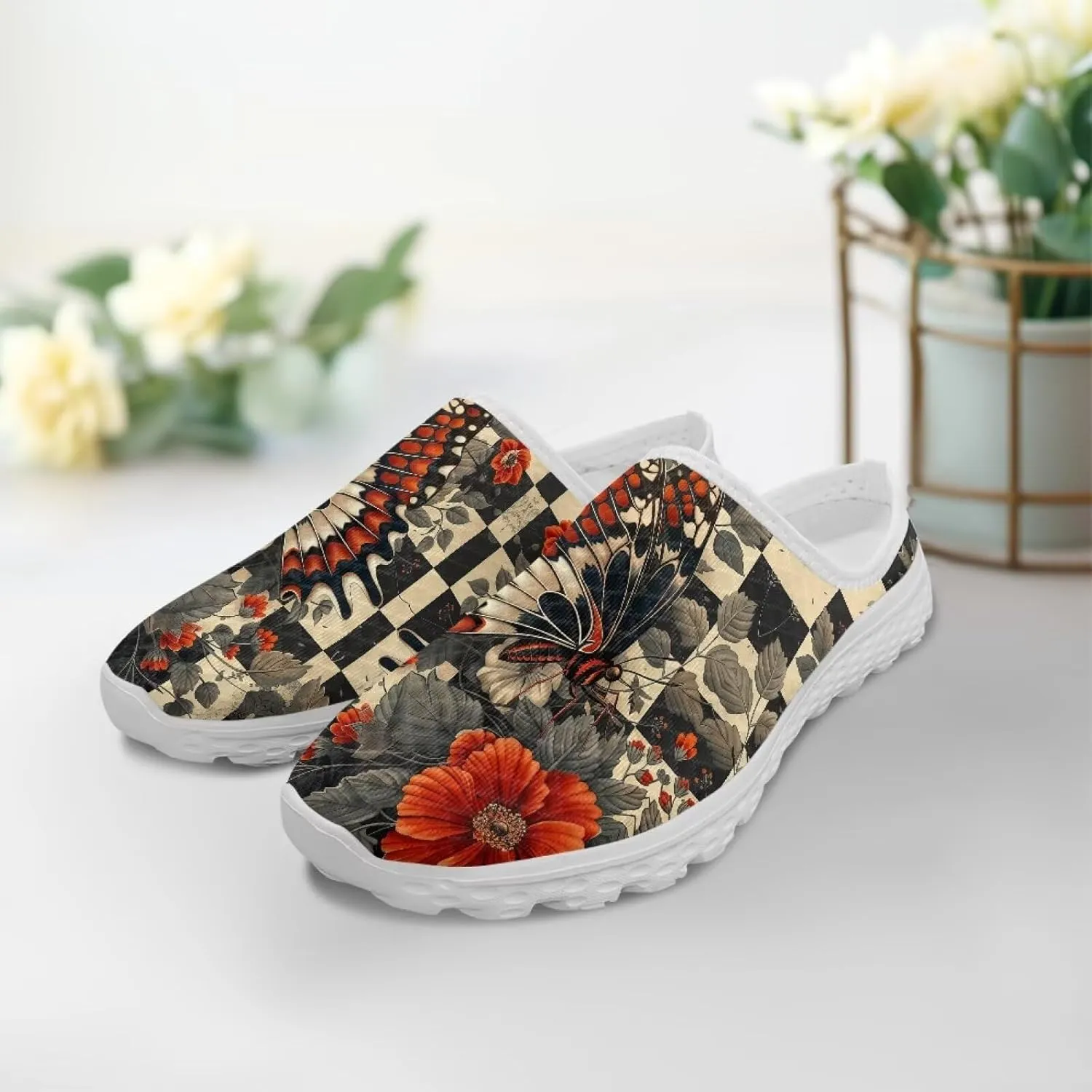 Howilath Womens Garden Shoes Clogs Soft Mules Non-Slip Garden Work Shoes with Arch Support EVA Flat Sandals for Casual
